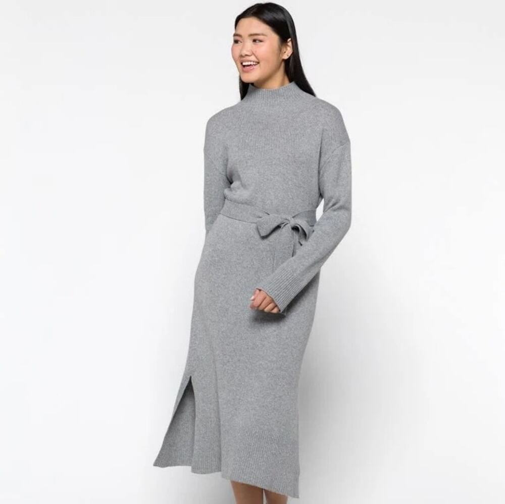 NWT Rails 'Mila' Turtleneck Sweater Dress with Belt in Heather Grey Size Small